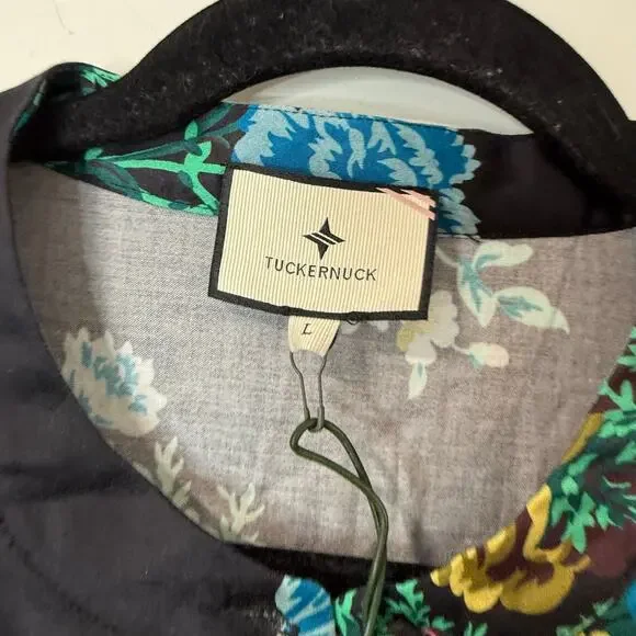 Tuckernuck Women's Verdant Floral Royal Shirt Dress Black Blue Large Garden EUC - Picture 4 of 11